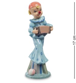 Статуэтка из фарфора Клоун в голубом костюме с гармошкой