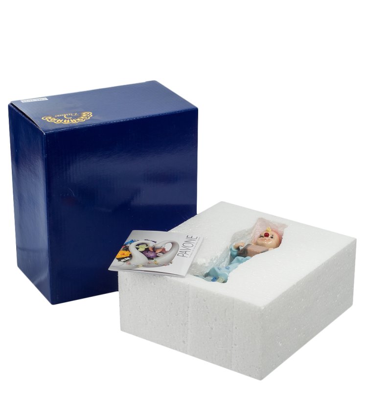 Статуэтка из фарфора Клоун в голубом костюме с гармошкой Pavone CMS-23/29, фотография упаковки