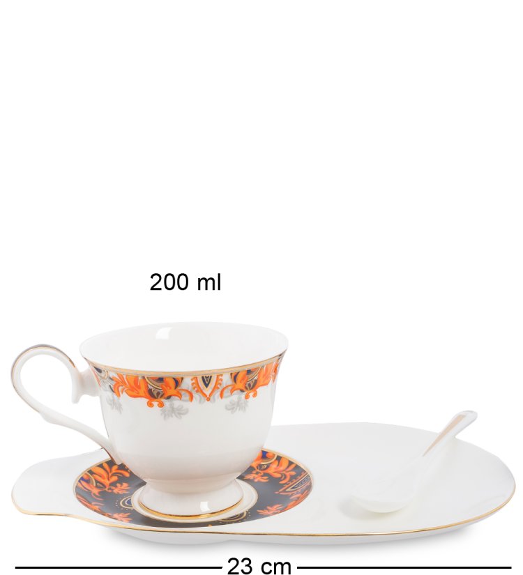 Чайная пара из фарфора Риомаджоре Pavone JK-221, фотография сбоку