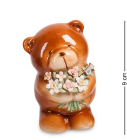Фигурка из керамики Медвежонок с букетом