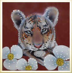 Картина Тигренок c кристаллами Swarovski