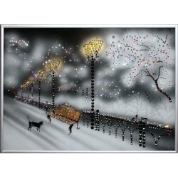 Картина Зимняя аллея c кристаллами Swarovski