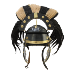 Римский Шлем с поперечным черно-светлым плюмажем
