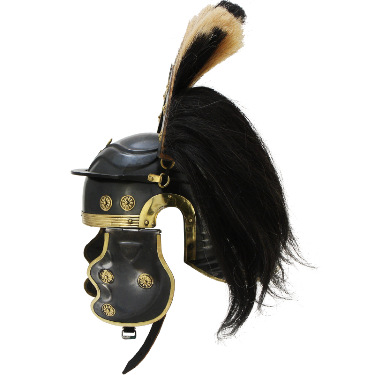 Римский Шлем с поперечным черно-светлым плюмажем Nautical NA-36187, вид профиль