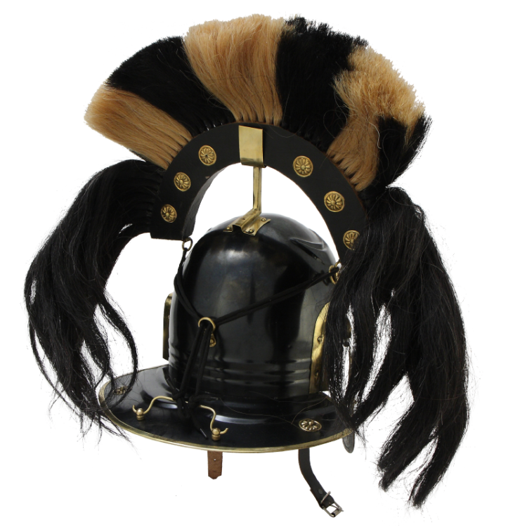 Римский Шлем с поперечным черно-светлым плюмажем Nautical NA-36187, оборотная сторона