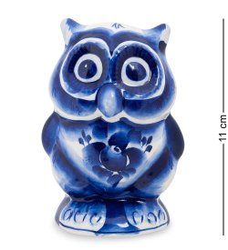Фигурка Большая Сова Голубая гжель