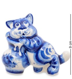 Фигурка Кот воришка Голубая гжель