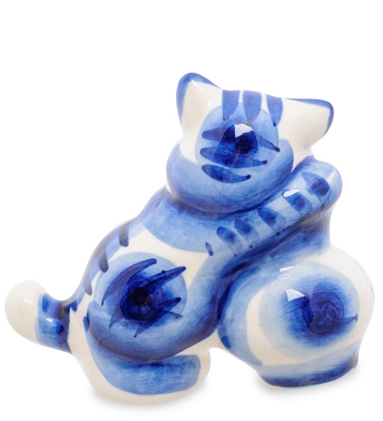 Фигурка Кот воришка Голубая гжель ГЛ-396, фотография со спины