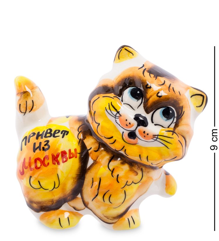 Фигурка Кот Пушистик Цветная гжель ГЛ-364