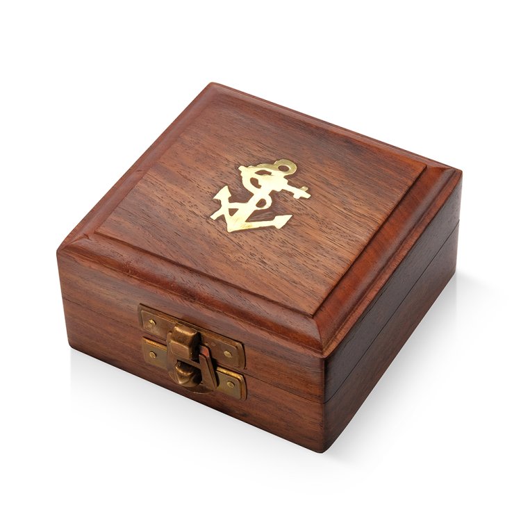 Магнитный компас Royal Navy в деревянном футляре, фото 4