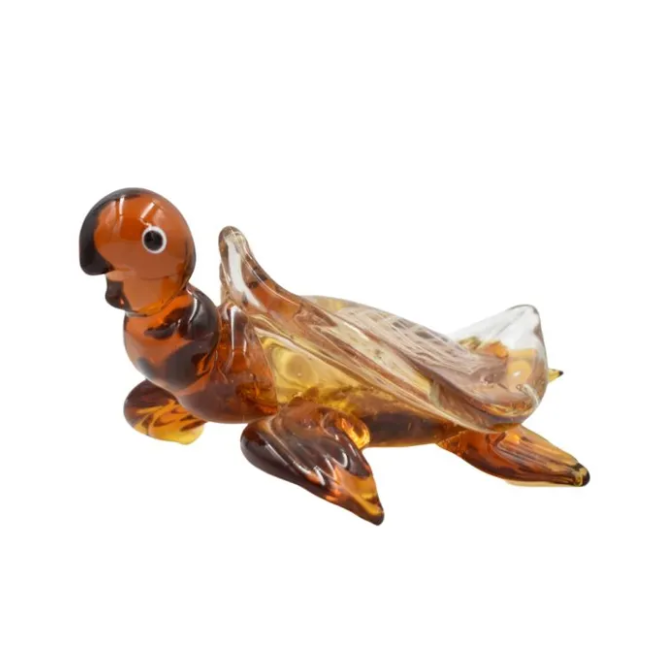 Статуэтка из Муранского стекла Янтарная черепаха с медузой Mirho 21348