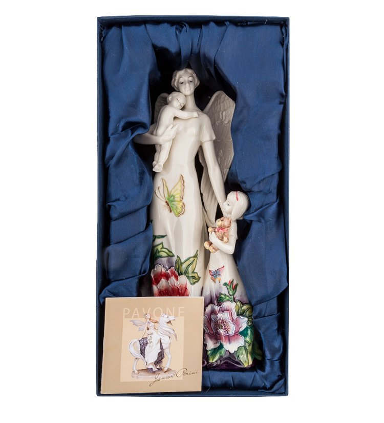 Статуэтка из фарфора Ангел девушка с детьми Pavone JP-247/ 33, фотография в упаковке