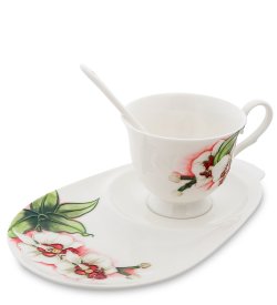 Чайная пара из фарфора Королевская орхидея, ручная роспись