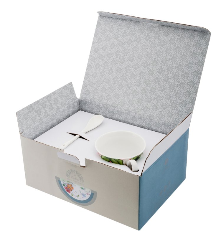 Чайная пара из фарфора Королевская орхидея, ручная роспись Pavone JS-41, фотография в упаковке