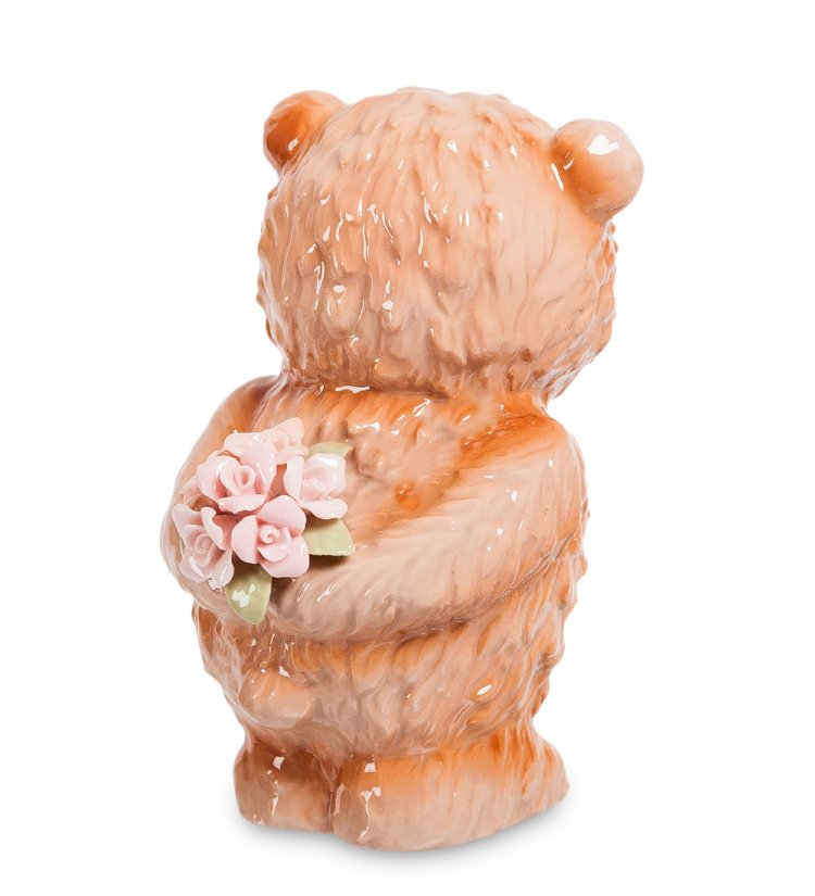 Керамическая фигурка Мишка с букетом Pavone CMS-60/ 4, фотография со спины