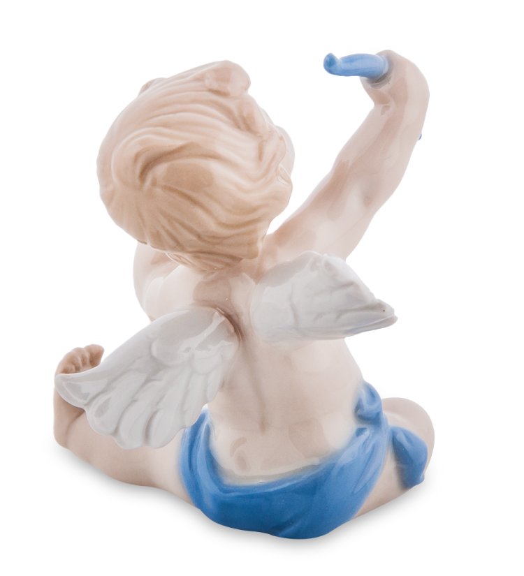 Фигурка из фарфора Амурчик с голубым луком Pavone JP-21/11, фотография со спины