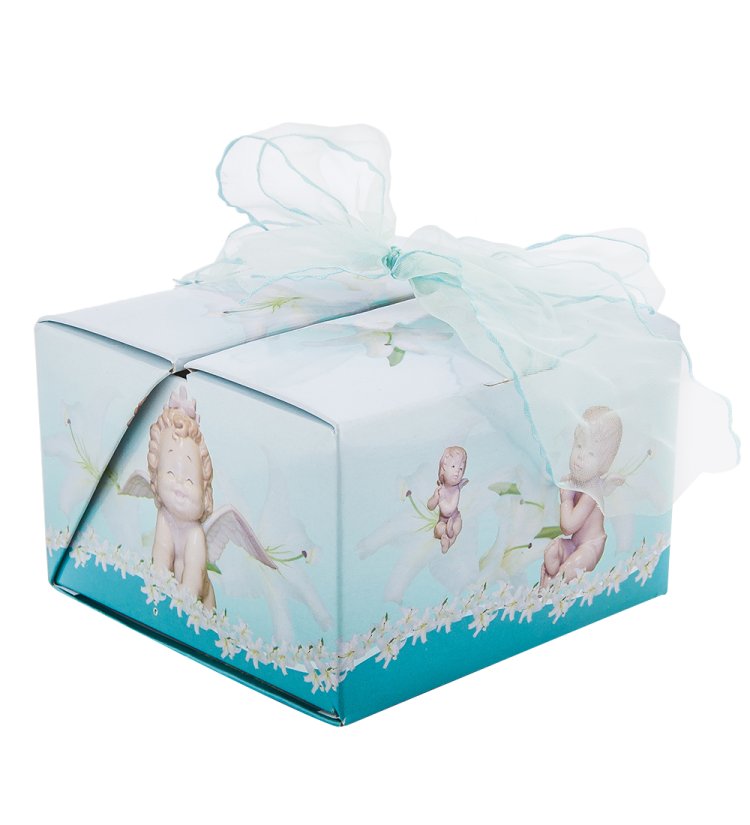 Фигурка из фарфора Амурчик с голубым луком Pavone JP-21/11, фотография коробки