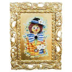 Картина из фарфора Клоун в котелке с ромашками