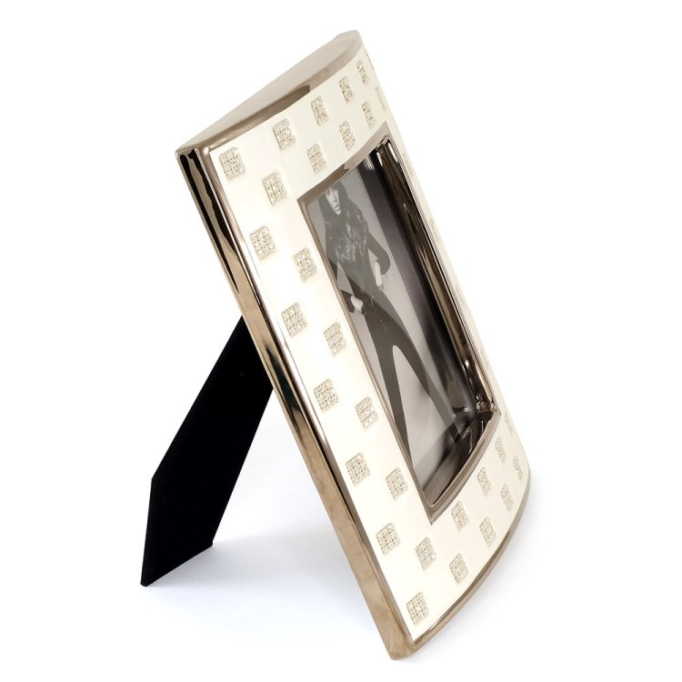 Белая фоторамка с кристаллами Swarovski, коллекция Tokio Migliore De Luxe 26860, фотография сбоку