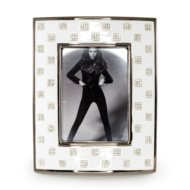 Белая фоторамка с кристаллами Swarovski, коллекция Tokio Migliore De Luxe 26860