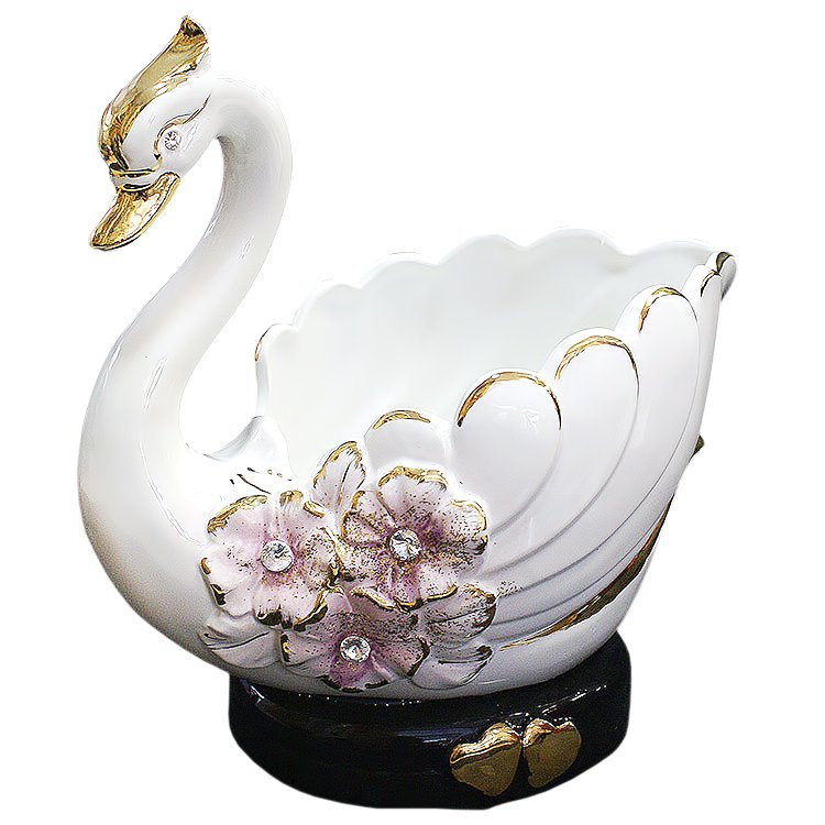 Ваза для фруктов Лебедь с цветочками Ceramiche Ferraro R 0077