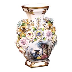 Ваза для цветов из фарфора Разноцветный букет роз