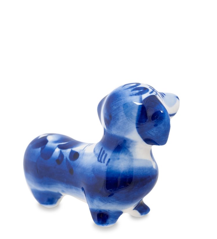 Фигурка Такса Тези Голубая гжель ГЛ-273, фотография со спины