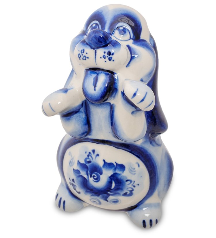 Фигурка Собака Трезор Голубая гжель ГЛ-399, фотография сбоку