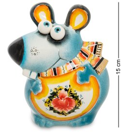 Копилка Мышь Цветная гжель