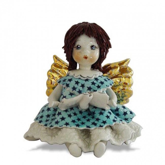 Статуэтка из фарфора Ангел в голубом с нотами ZamPiva 80079