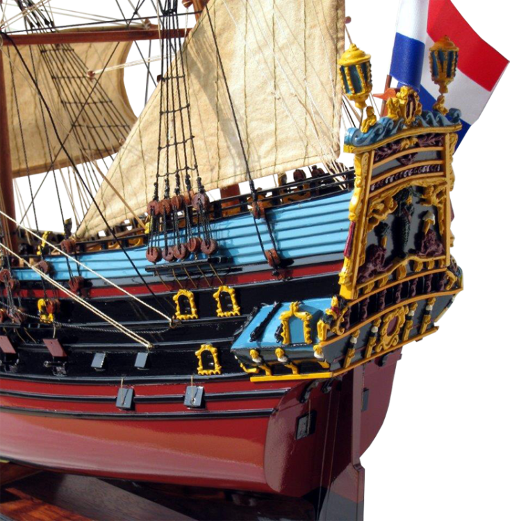 Модель парусного корабля Prins Willim, Голландия, 94 см, фотография кормы