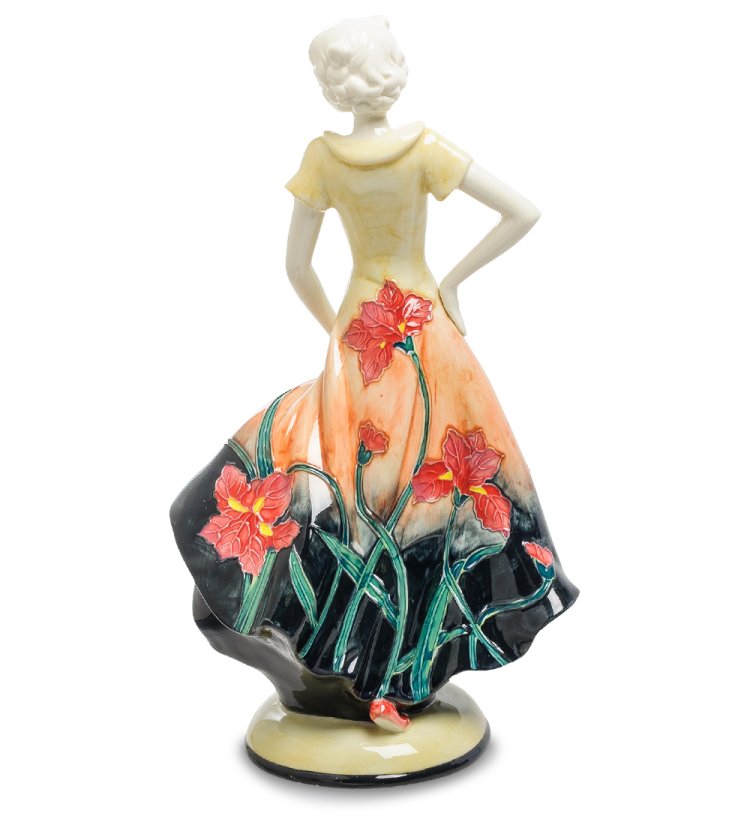 Статуэтка из фарфора Девушка в платье с цветами Pavone JP-12/ 3, фотография со спины