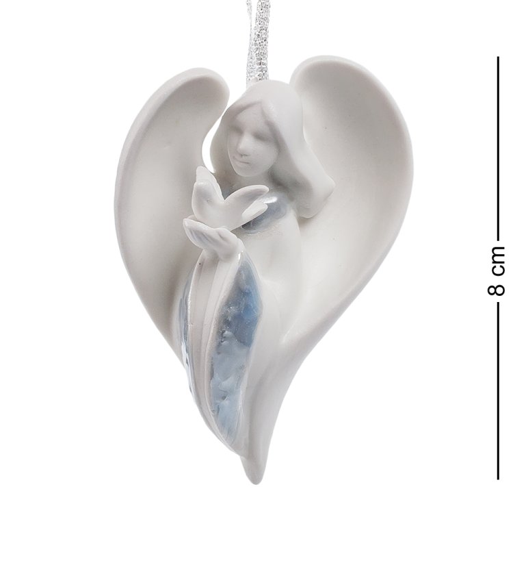 Подвесная статуэтка из бисквитного фарфора в виде сердца Ангел с голубем Pavone CMS-17/ 22