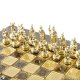 Шахматы Исторические Греко-Римский период, коричневая доска Manopoulos MP-S-3-C-28-BRO, фотография золотых фигур на доске