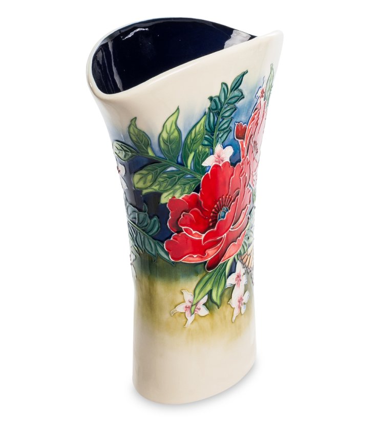 Широкая Ваза из фарфора Цветущий сад Pavone JP-852/ 6, фотография сбоку