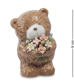 Фигурка из керамики коричневый Мишка с букетом цветов