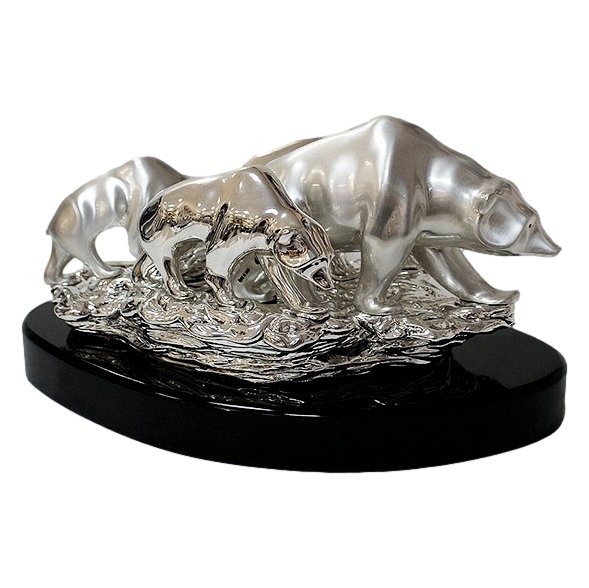 Статуэтка Семья белых медведей, на подставке