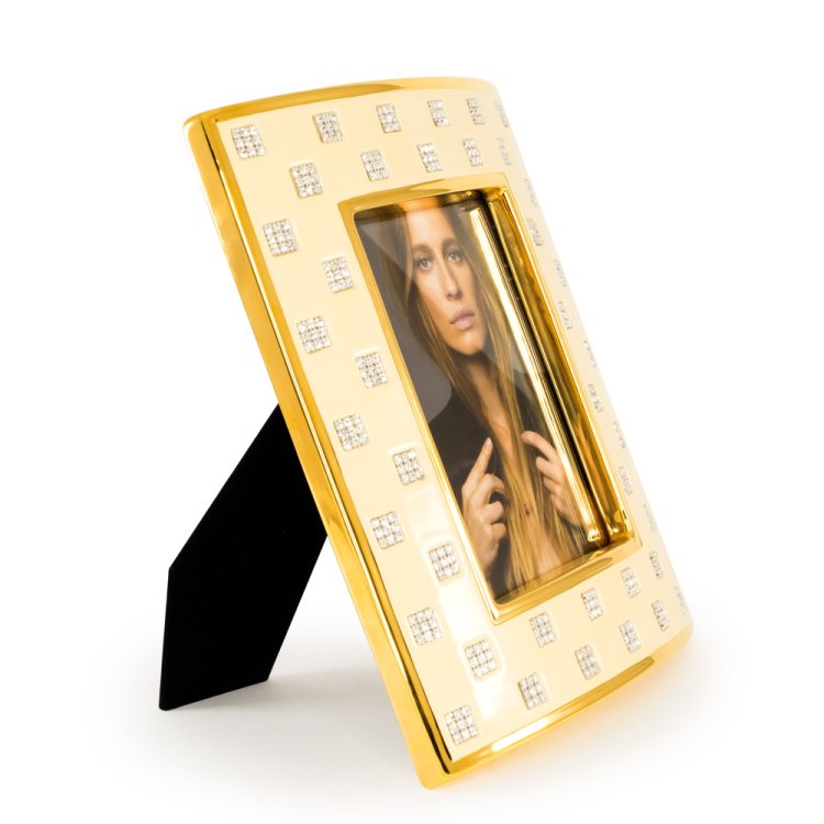 Бежевая фоторамка с кристаллами Swarovski, коллекция Tokio Migliore De Luxe 26484, фотография сбоку