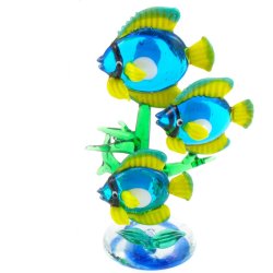 Статуэтка из Муранского стекла Трио Рыбок, цвет Бюрюзовый