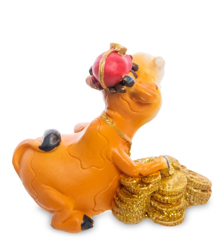 Статуэтка Бык с горой золотых монет - символ 2021 года AF-1017/4, фотография со спины