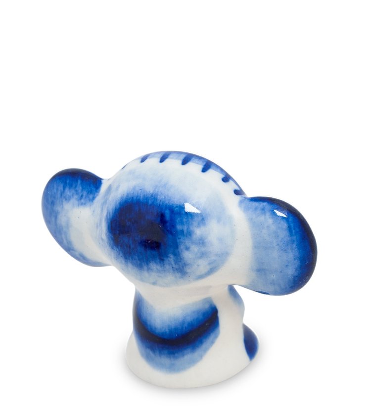 Статуэтка маленький Чебурашка Голубая гжель ГЛ-275, фотография со спины