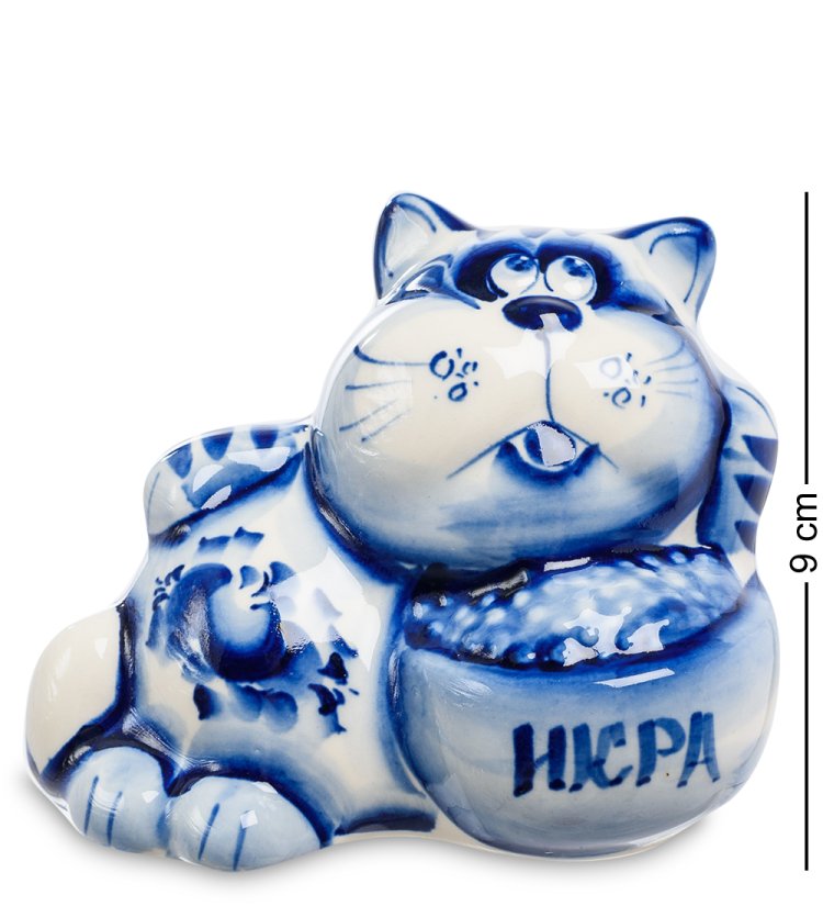 Фигурка Кот обжора с Икрой Голубая гжель ГЛ-444