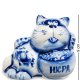 Фигурка Кот обжора с Икрой Голубая гжель ГЛ-444