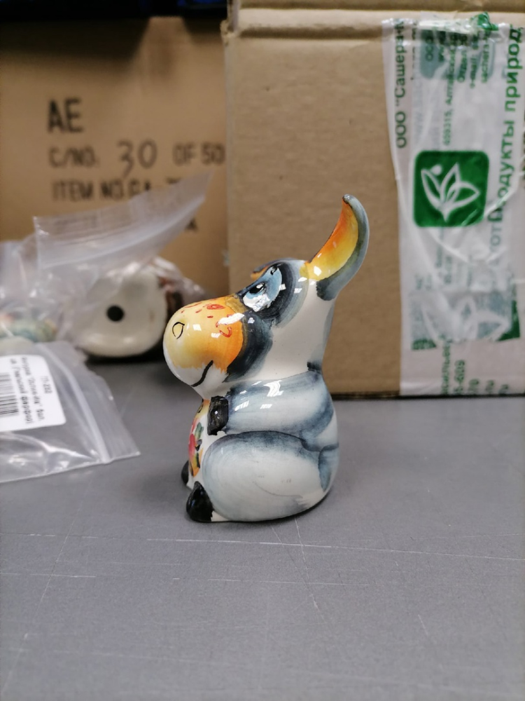 Фигурка Ослик Иа Цветная гжель ГЛ-232, фото со склада вид профиль