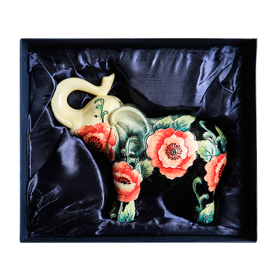 Статуэтка из фарфора Слоник с красными цветами, хобот вверх Pavone JP-183/ 2, упаковочный вид