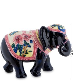 Статуэтка из фарфора Черный Слон с Розовой накидкой
