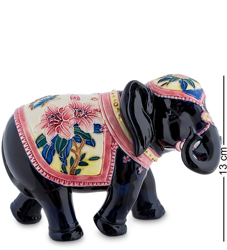 Статуэтка из фарфора Черный Слон с Розовой накидкой Pavone JP-96/ 6