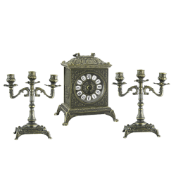Каминные часы Ларец с двумя канделябрами на 3 свечи под бронзу