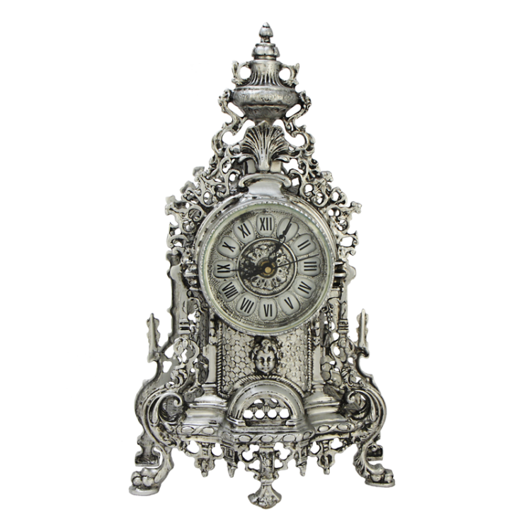 Каминные часы Париж с Канделябрами, серебряные Bello De Bronze BP-2705271-D, фотография часов