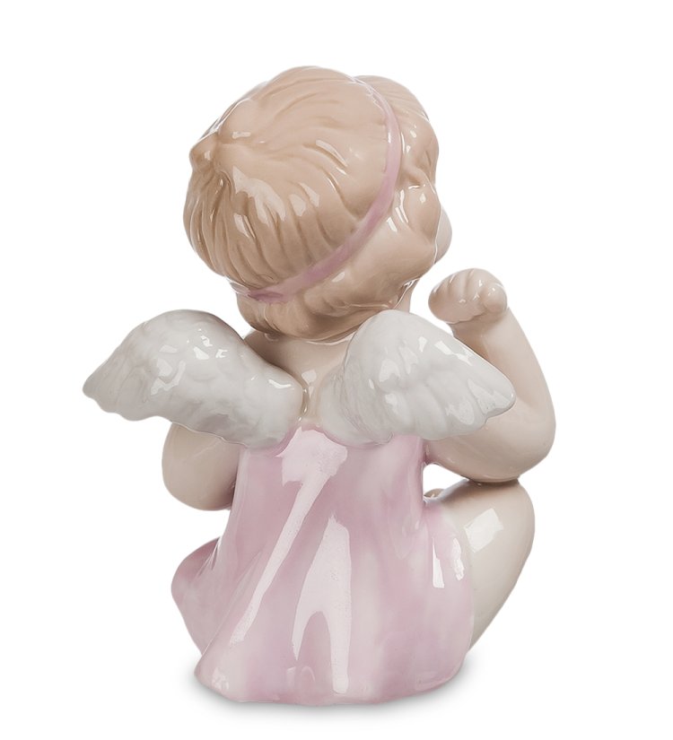 Статуэтка из фарфора Задумчивый Ангелочек в розовом Pavone JP-33/ 7, фотография со спины